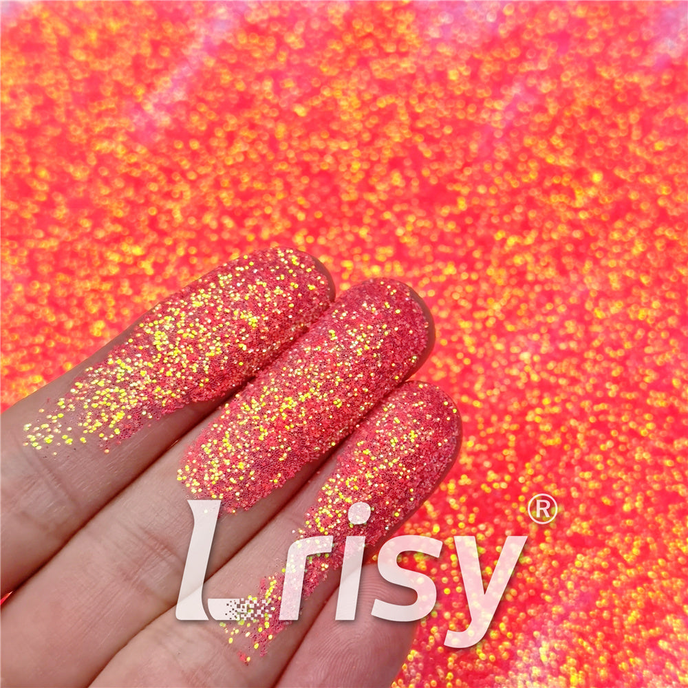 0.3mm Fluorescent Reddish Orange High Brightness Iridescent Glitter FC334