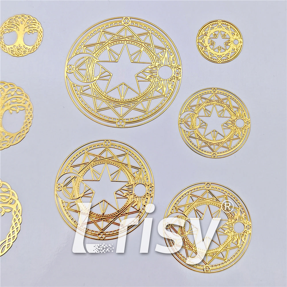 5 Size In 1 Set Celestial Alignment Solar Seal Coppering Metal Sticker Golden Stuffers ZJ301