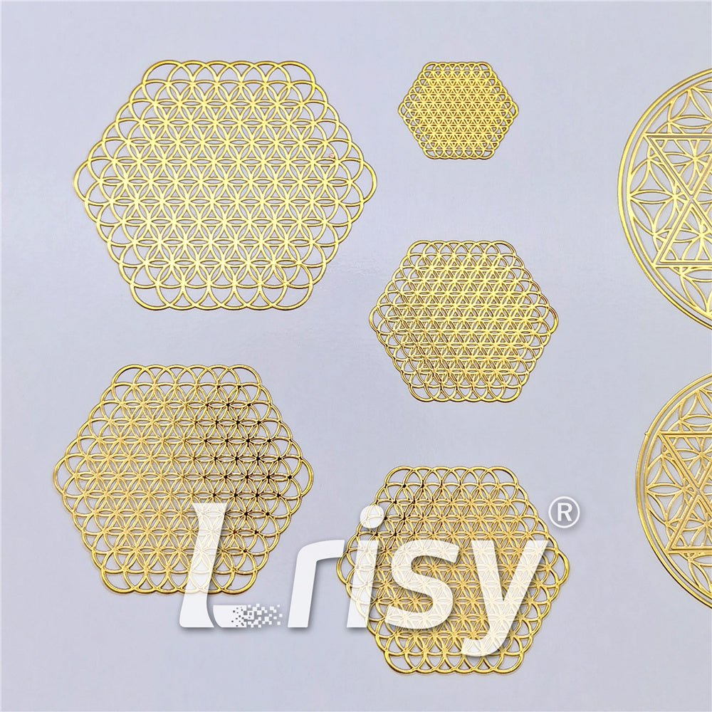 5 Size In 1 Set Metatron's Cube Flower Of Life Coppering Metal Sticker ZJ307