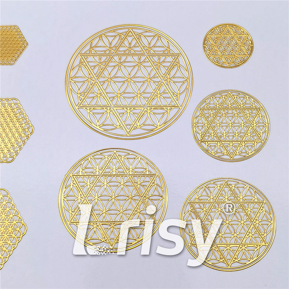 5 Size In 1 Set Sri Yantra Lotus Coppering Metal Sticker Golden Charm ZJ308