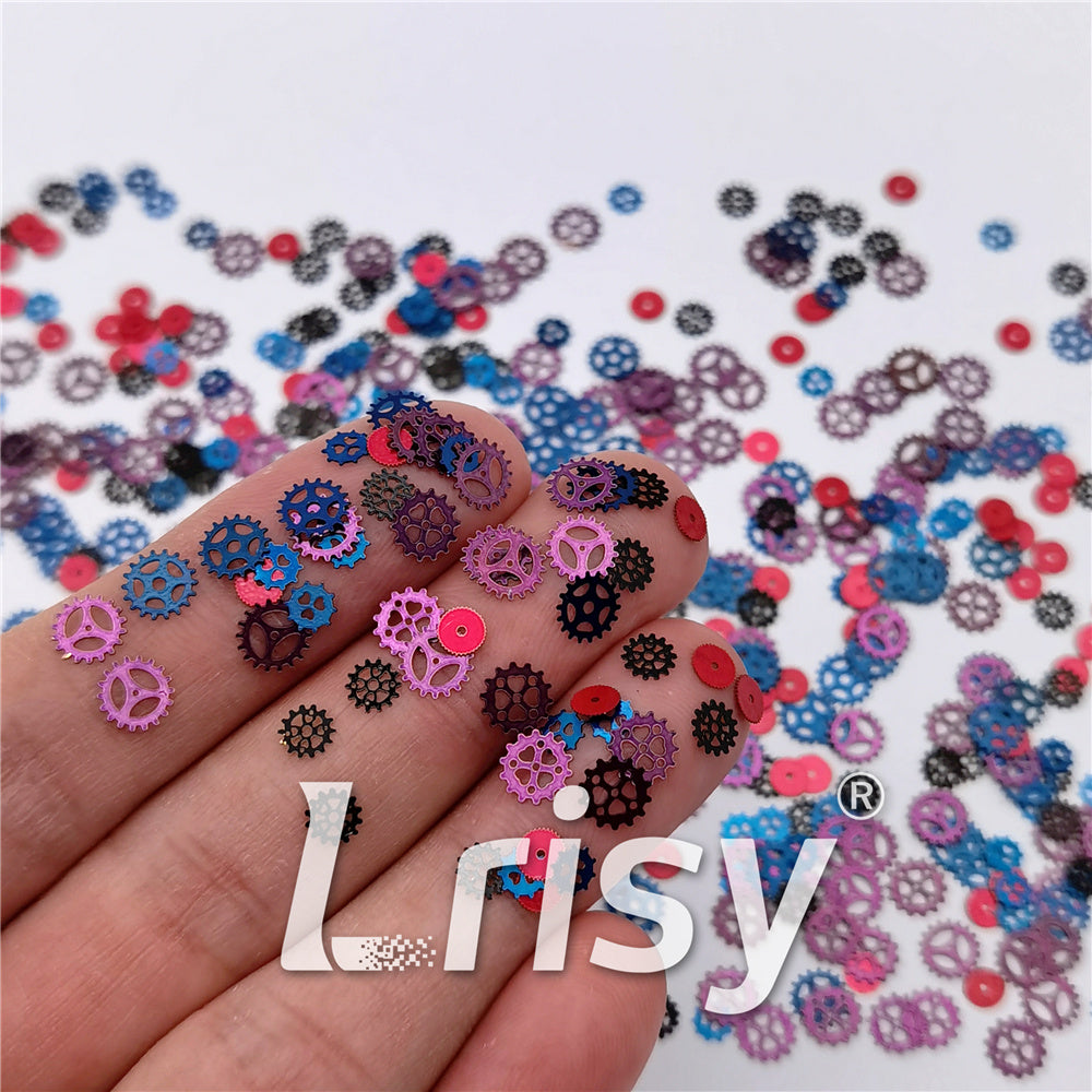 Gear Shaped Mixed Metal Glitter MC214