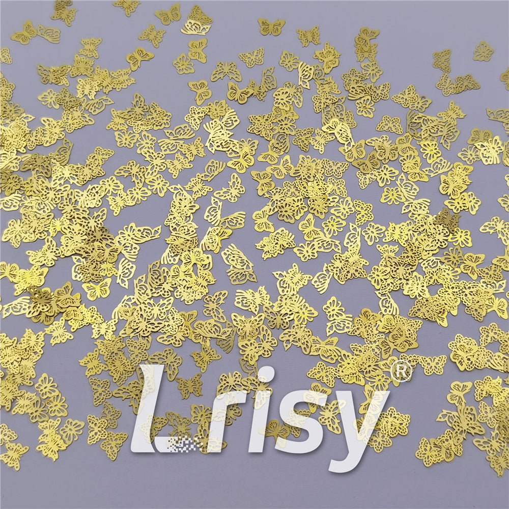 Golden Hollow Out Butterfly Shaped Mixed Metal Glitter MC217