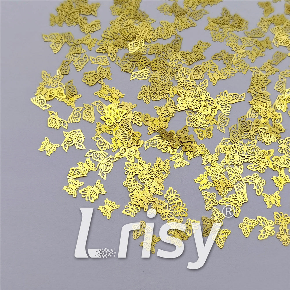 Golden Hollow Out Butterfly Shaped Mixed Metal Glitter MC217