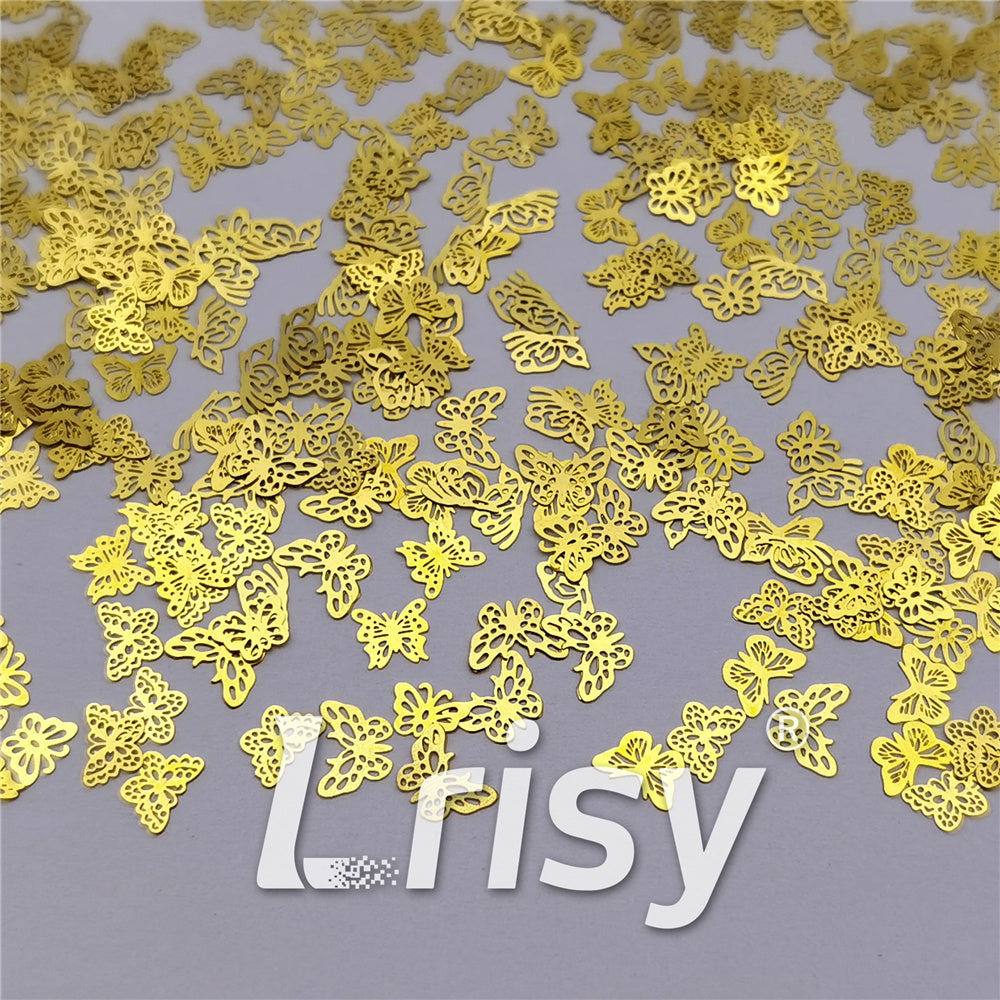 Golden Hollow Out Butterfly Shaped Mixed Metal Glitter MC217