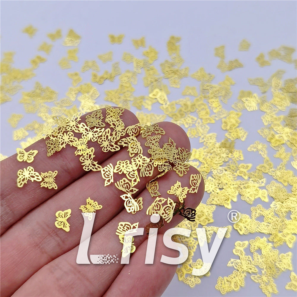 Golden Hollow Out Butterfly Shaped Mixed Metal Glitter MC217