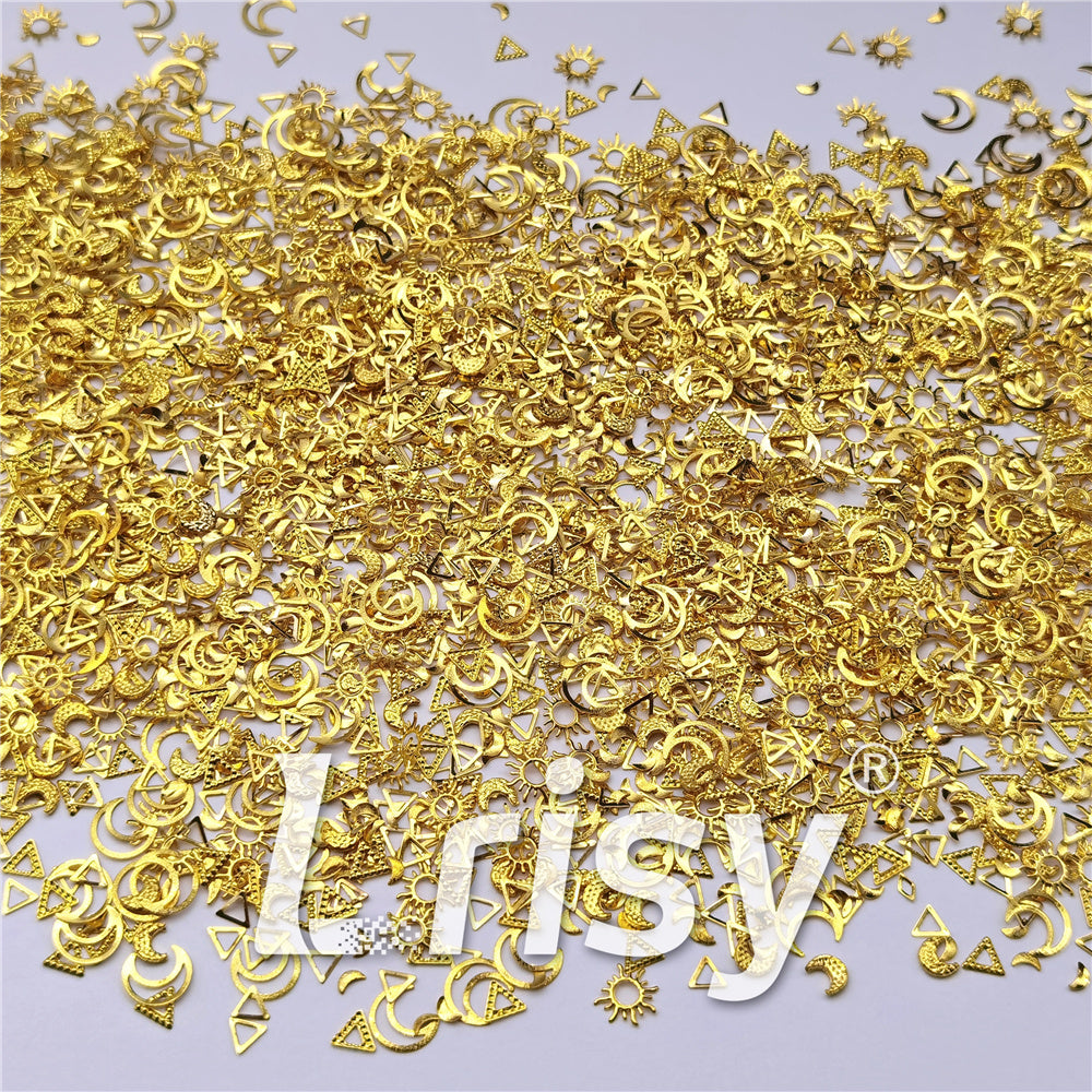 Golden Hollow Out Stereoscopic Shaped Mixed Metal Nail Charms MD204