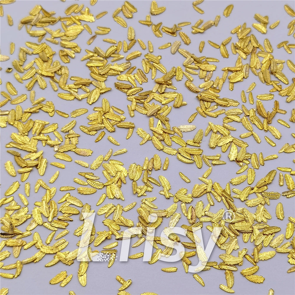 Golden 3/5mm Angel's Feather Shaped Mixed Metal Nail Charms MD210