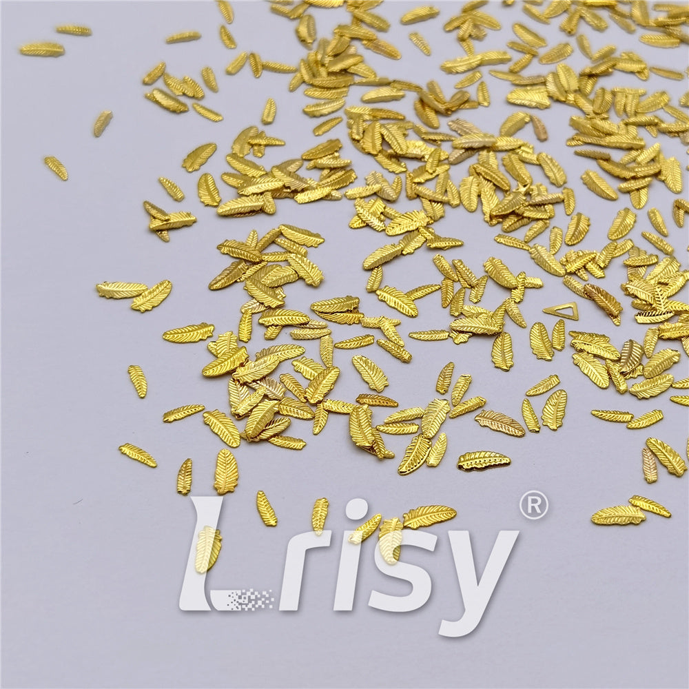 Golden 3/5mm Angel's Feather Shaped Mixed Metal Nail Charms MD210