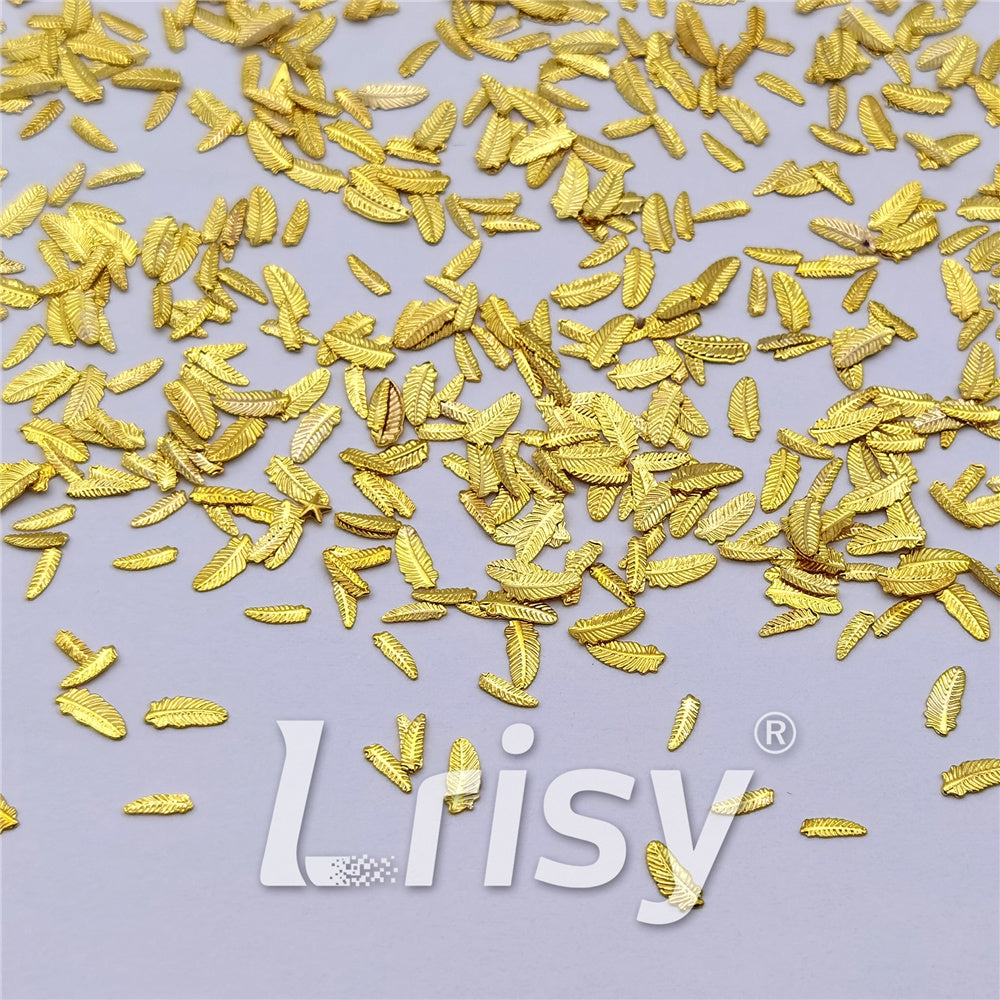 Golden 3/5mm Angel's Feather Shaped Mixed Metal Nail Charms MD210