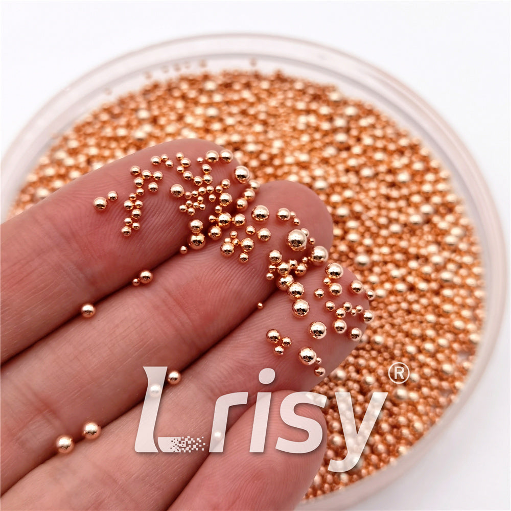 Rose Gold Beads 2/1.5/1/0.8/0.5mm Mixed Metal Nail Charms MD211