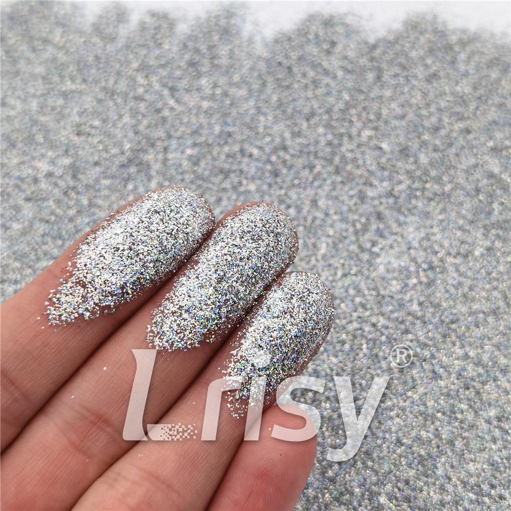 0.2mm Solvent Resistance Holographic Silver Glitter For Nail Polish LS0100