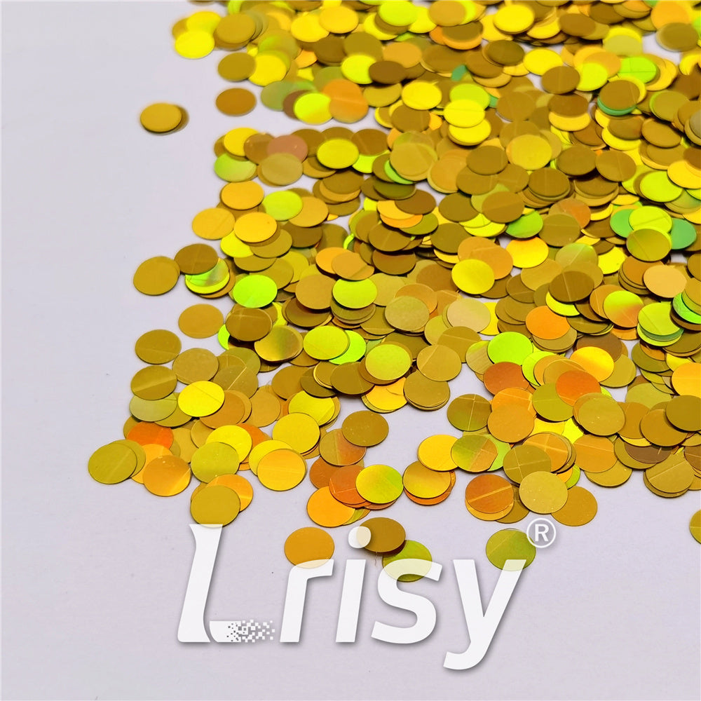 6mm Round Shaped Holographic Gold Glitter LB0210