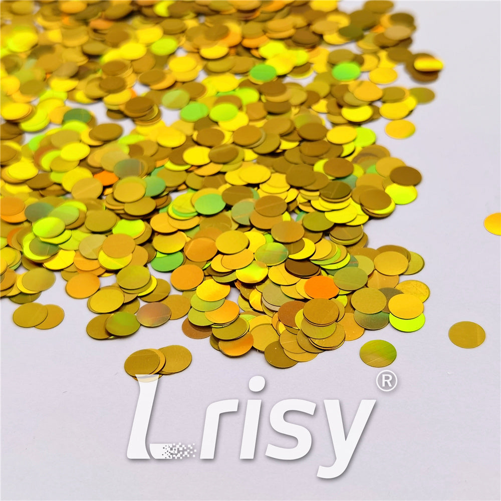 6mm Round Shaped Holographic Gold Glitter LB0210