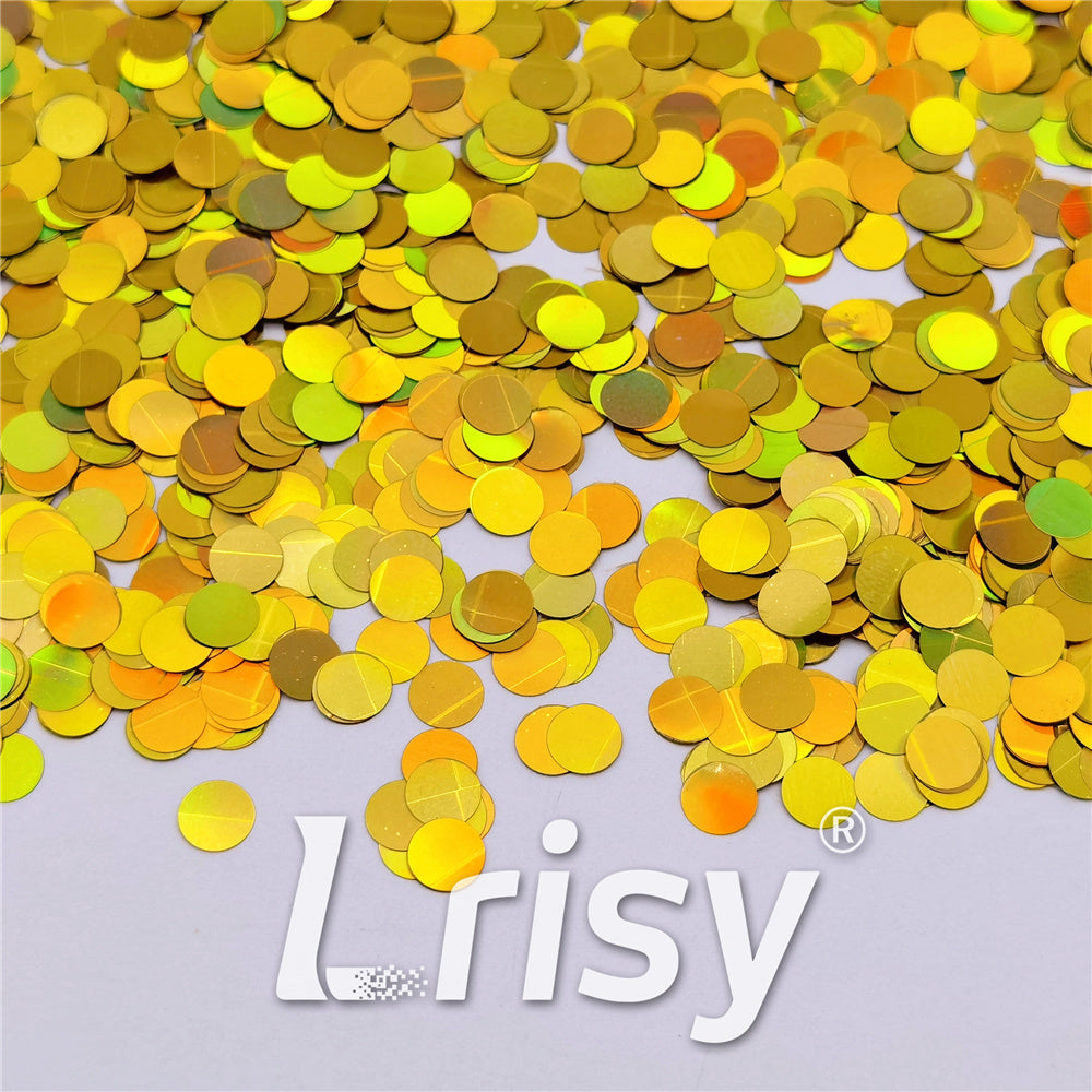 6mm Round Shaped Holographic Gold Glitter LB0210