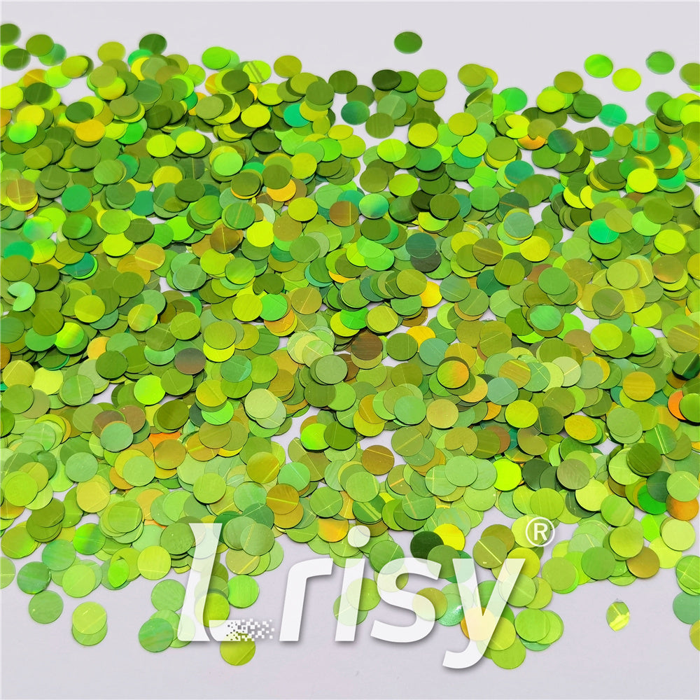 6mm Round Shaped Holographic Green Glitter LB0601