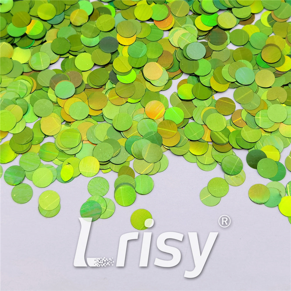 6mm Round Shaped Holographic Green Glitter LB0601
