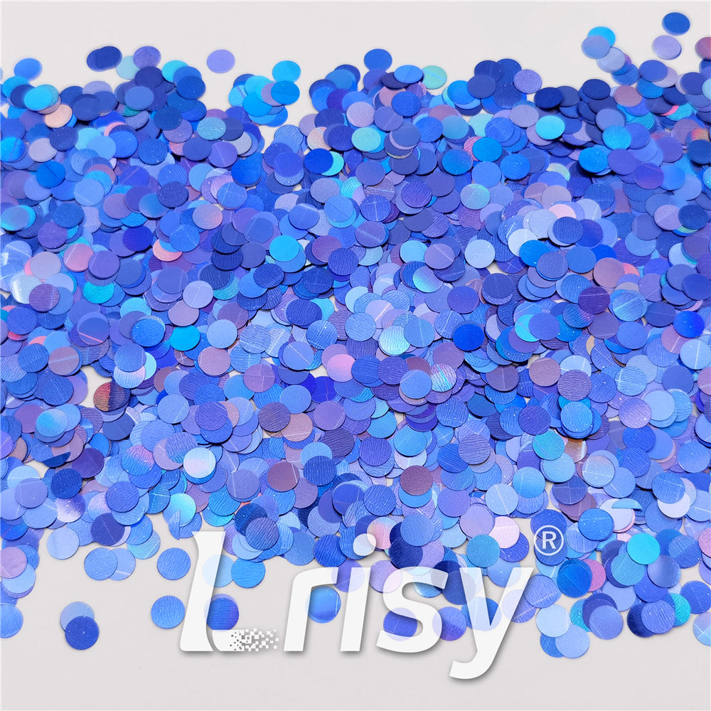 6mm Round Shaped Holographic Sea Blue Glitter LB0709