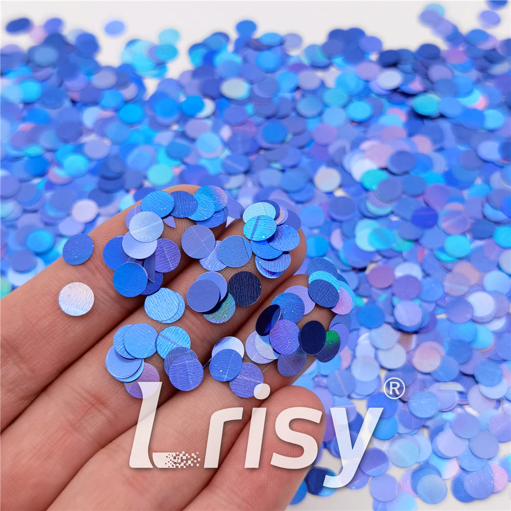 6mm Round Shaped Holographic Sea Blue Glitter LB0709