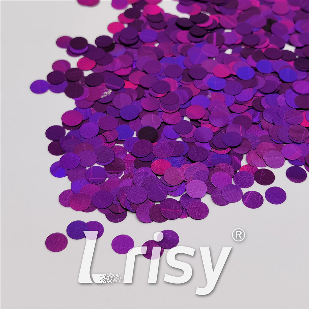 6mm Round Shaped Holographic Purple Glitter LB0800