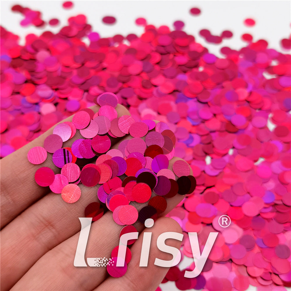 6mm Round Shaped Holographic Rose Red Glitter LB0912