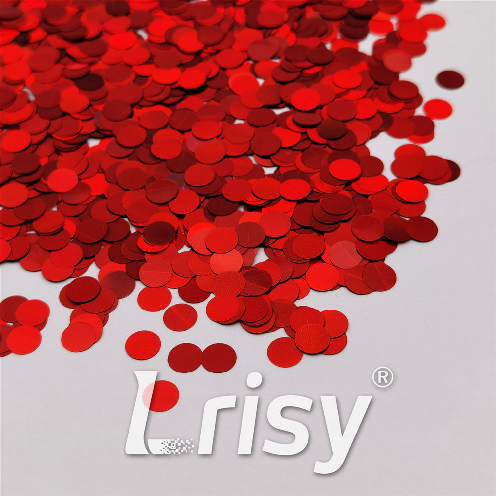 6mm Round Shaped Holographic Red Glitter LB0300