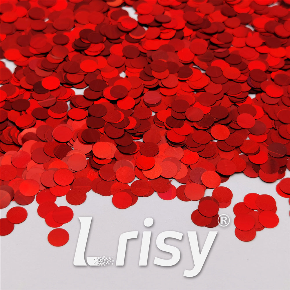 6mm Round Shaped Holographic Red Glitter LB0300
