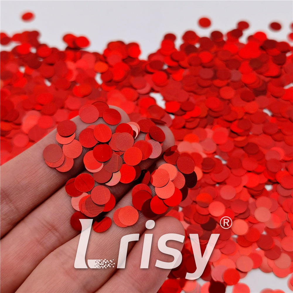 6mm Round Shaped Holographic Red Glitter LB0300