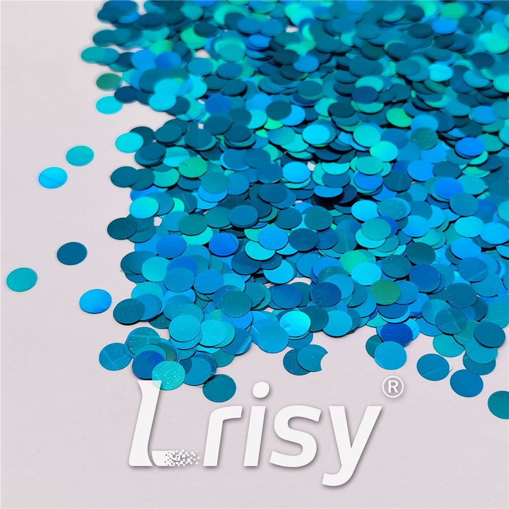 6mm Round Shaped Holographic Sky Blue Glitter LB0700