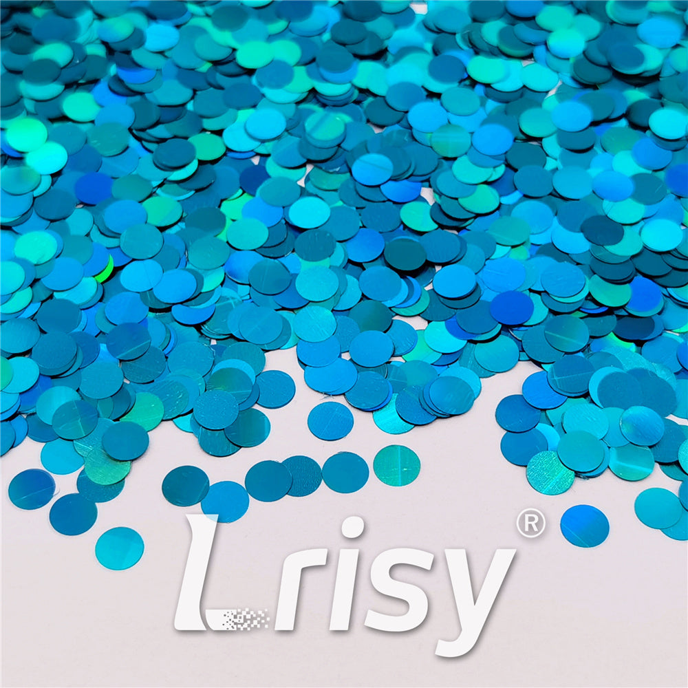 6mm Round Shaped Holographic Sky Blue Glitter LB0700