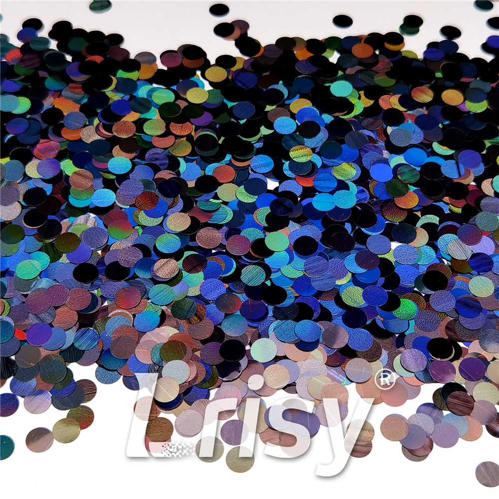 6mm Round Shaped Holographic Black Glitter LB01000