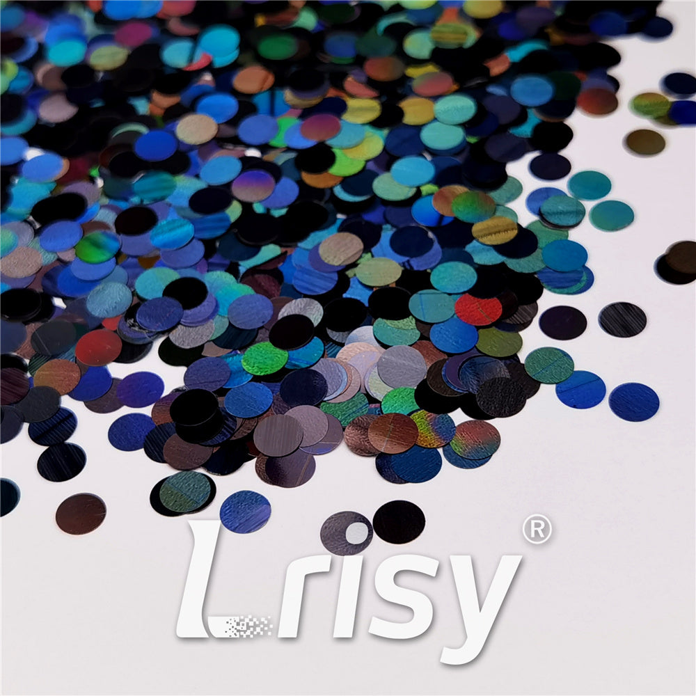 6mm Round Shaped Holographic Black Glitter LB01000