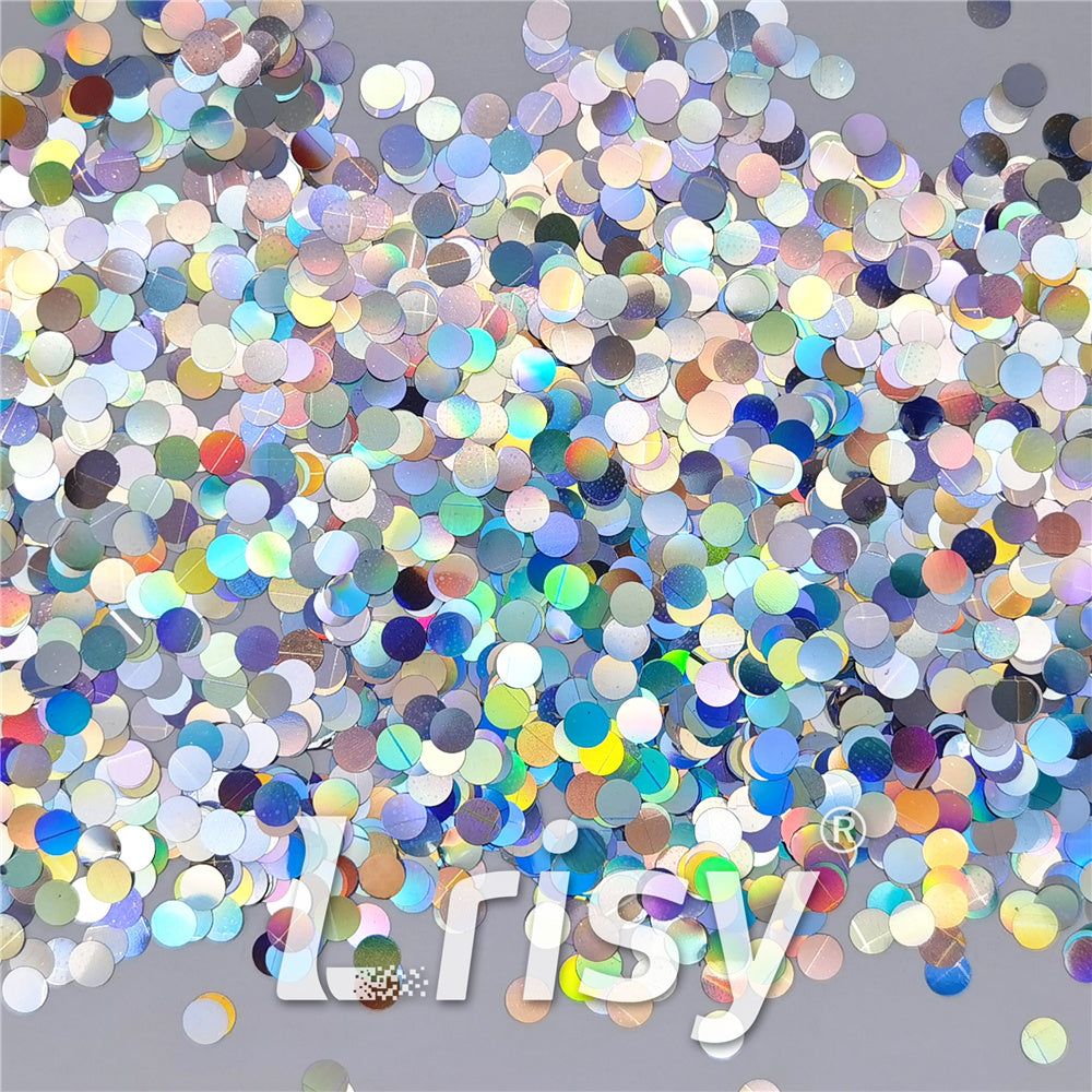 6mm Round Shaped Holographic Silver Glitter LB0100