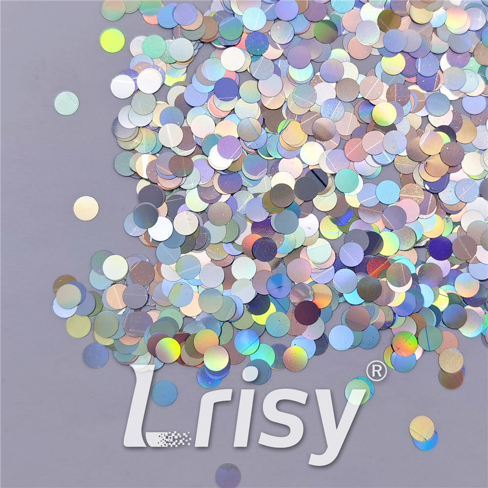 6mm Round Shaped Holographic Silver Glitter LB0100