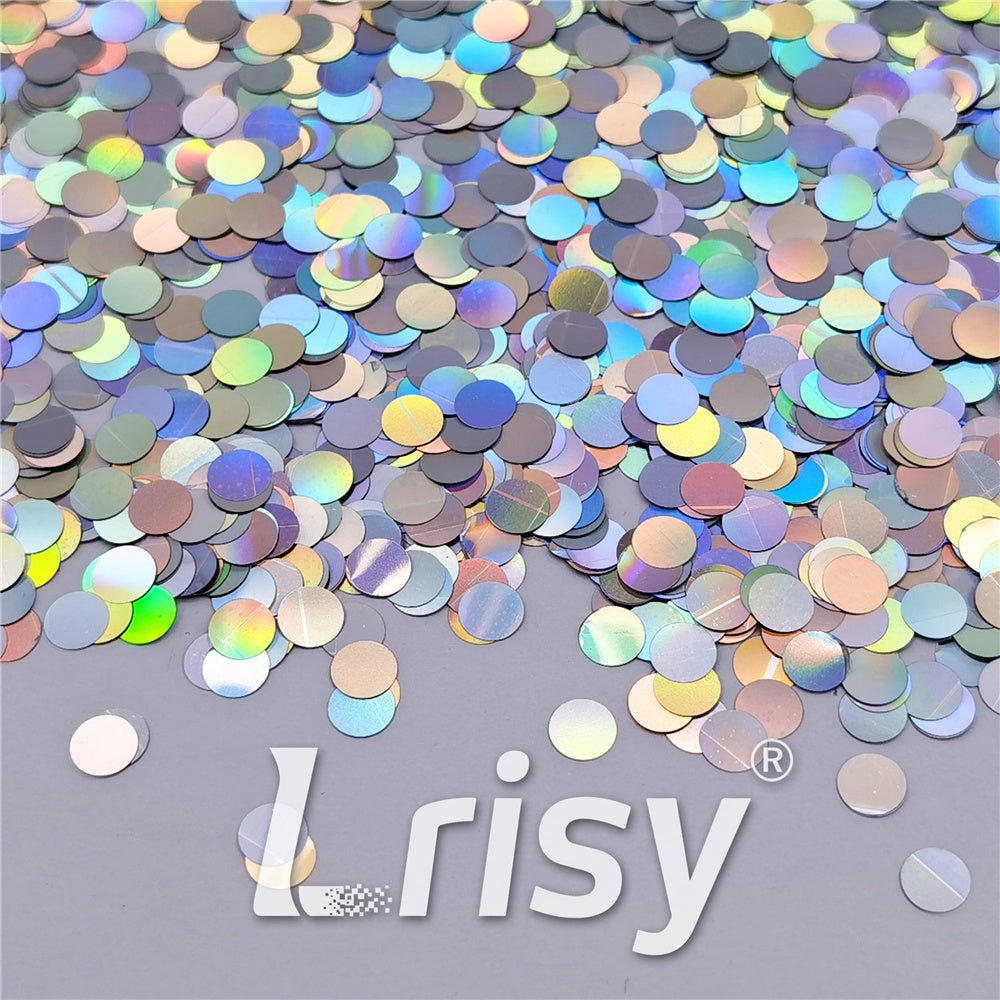 6mm Round Shaped Holographic Silver Glitter LB0100
