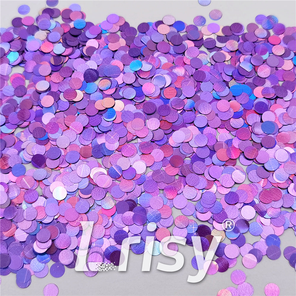 6mm Round Shaped Holographic Light Purple Glitter LB0802