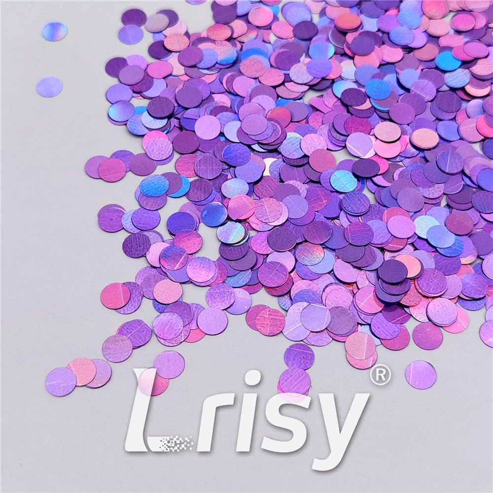6mm Round Shaped Holographic Light Purple Glitter LB0802