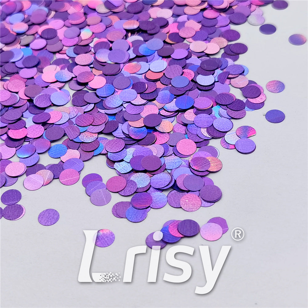 6mm Round Shaped Holographic Light Purple Glitter LB0802