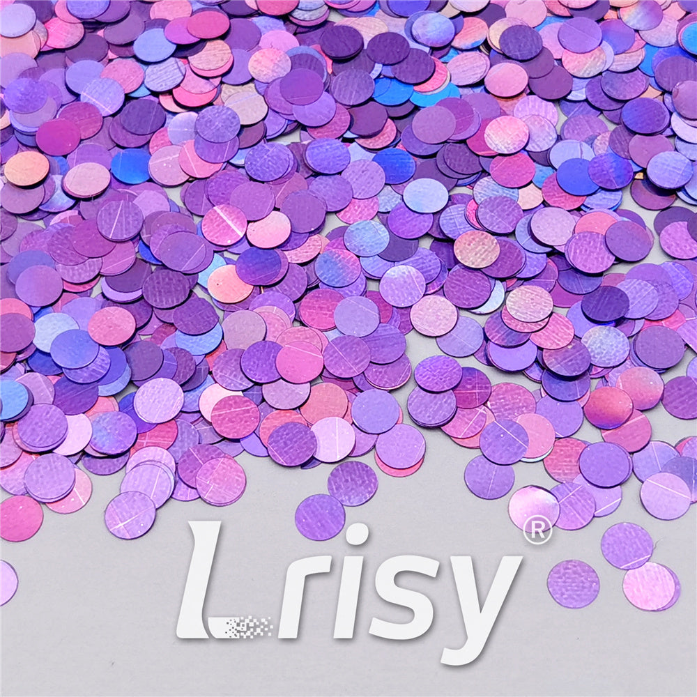 6mm Round Shaped Holographic Light Purple Glitter LB0802