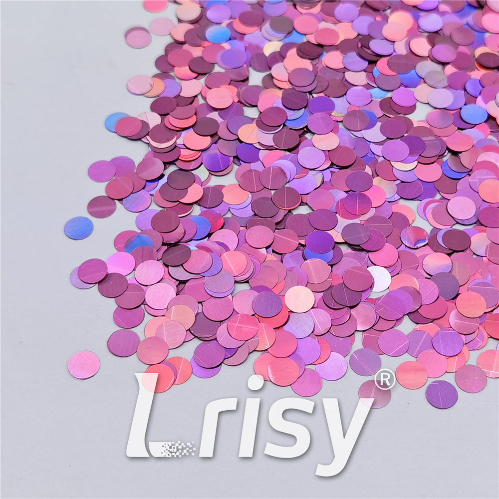 6mm Round Shaped Holographic Pink Glitter LB0901