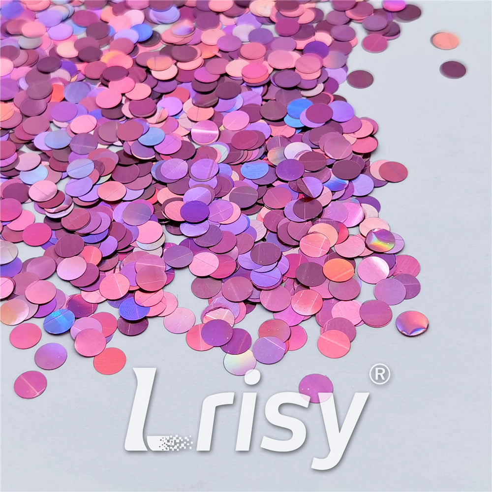 6mm Round Shaped Holographic Pink Glitter LB0901