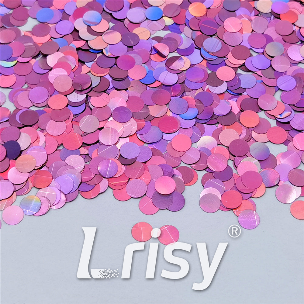 6mm Round Shaped Holographic Pink Glitter LB0901