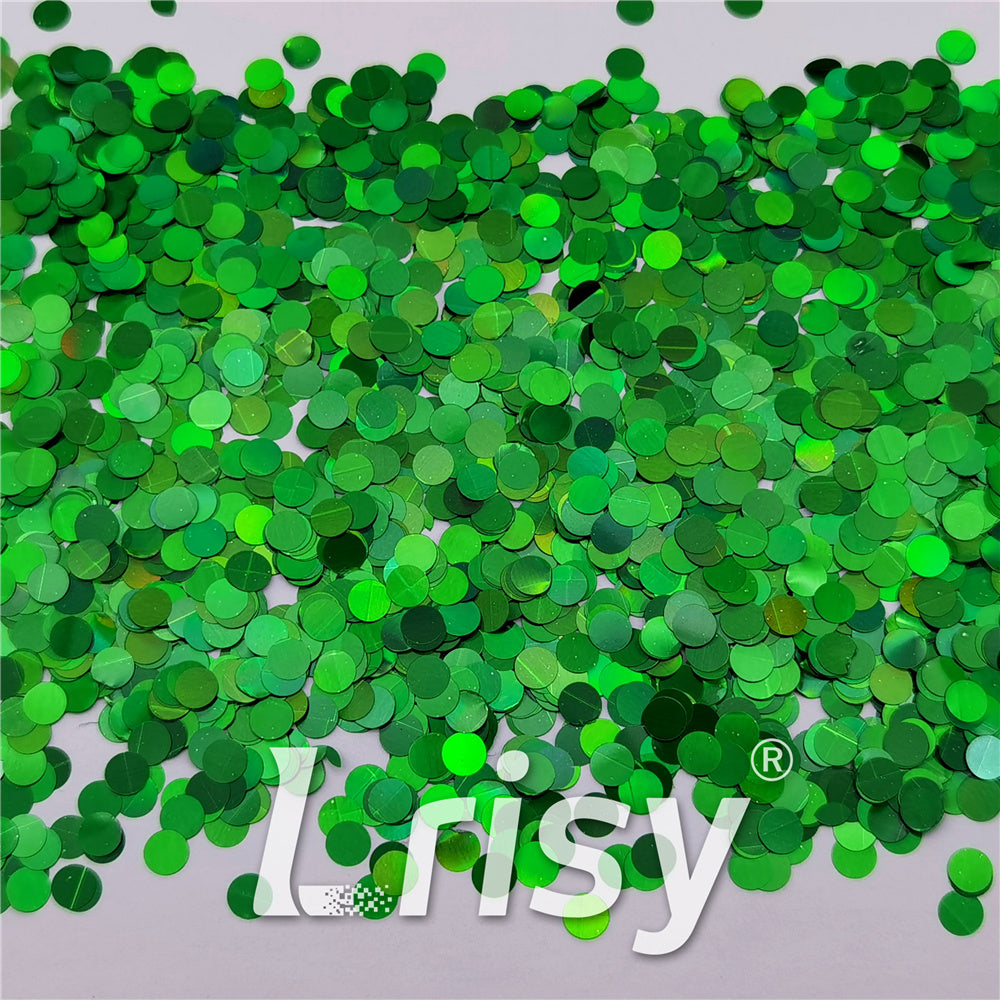 6mm Round Shaped Holographic Green Glitter LB0600