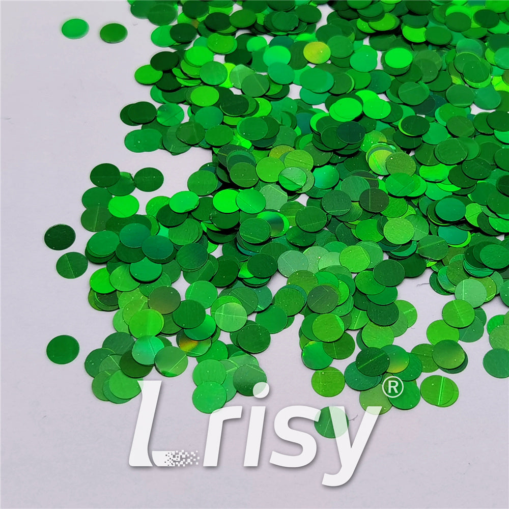 6mm Round Shaped Holographic Green Glitter LB0600