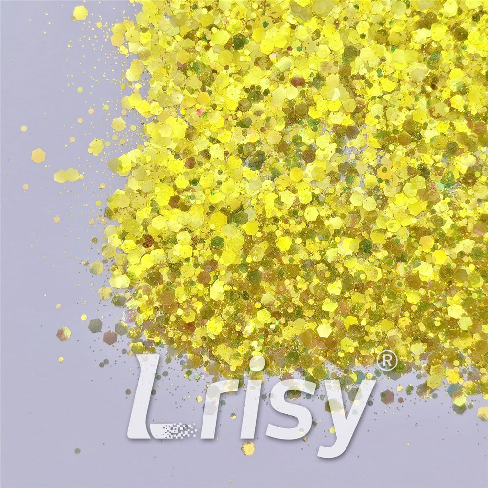 General Mixed High Brightness Iridescent Lemon Yellow Glitter FC332