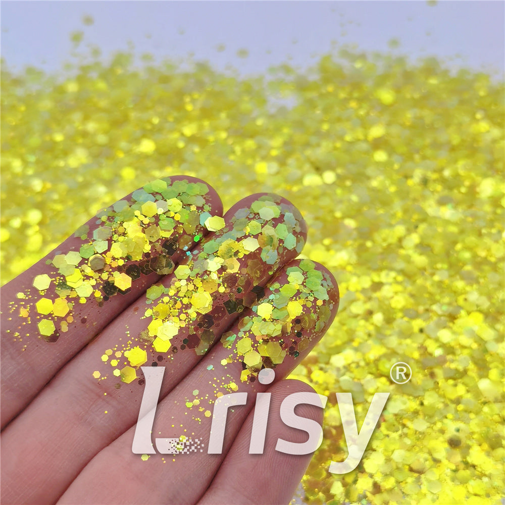 General Mixed High Brightness Iridescent Lemon Yellow Glitter FC332