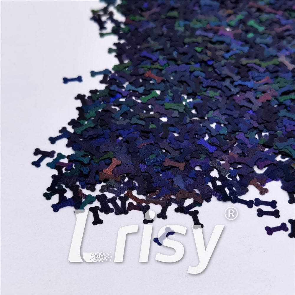 6mm Holographic Black Bone Shaped Glitter LB01000