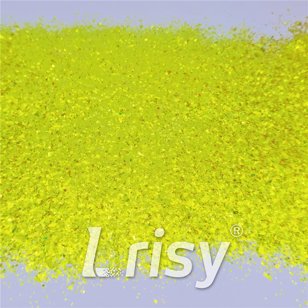 Fluorescent Green High Brightness Iridescent Cellophane Glitter Shards (Flakes) FC330 2x2