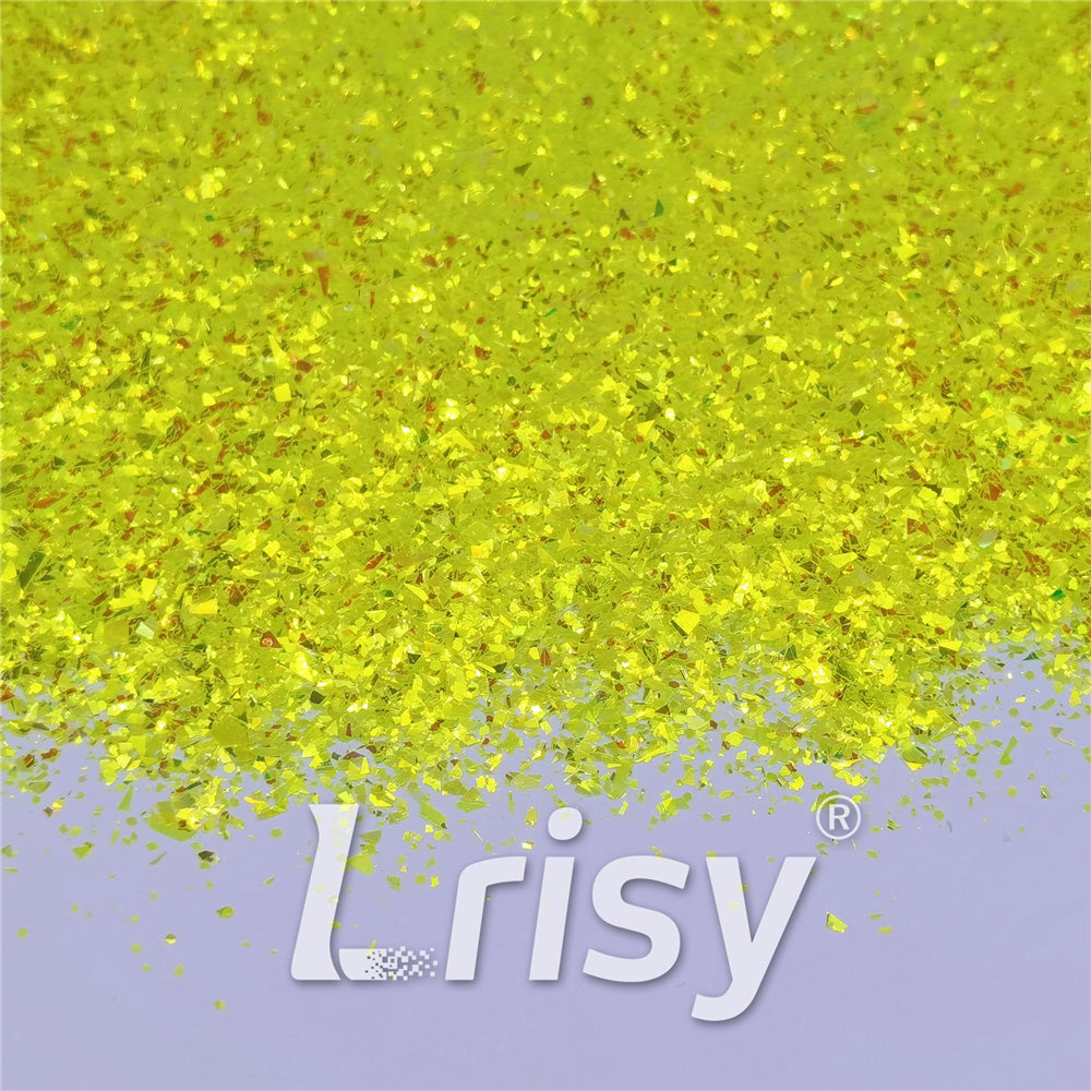 Fluorescent Green High Brightness Iridescent Cellophane Glitter Shards (Flakes) FC330 2x2