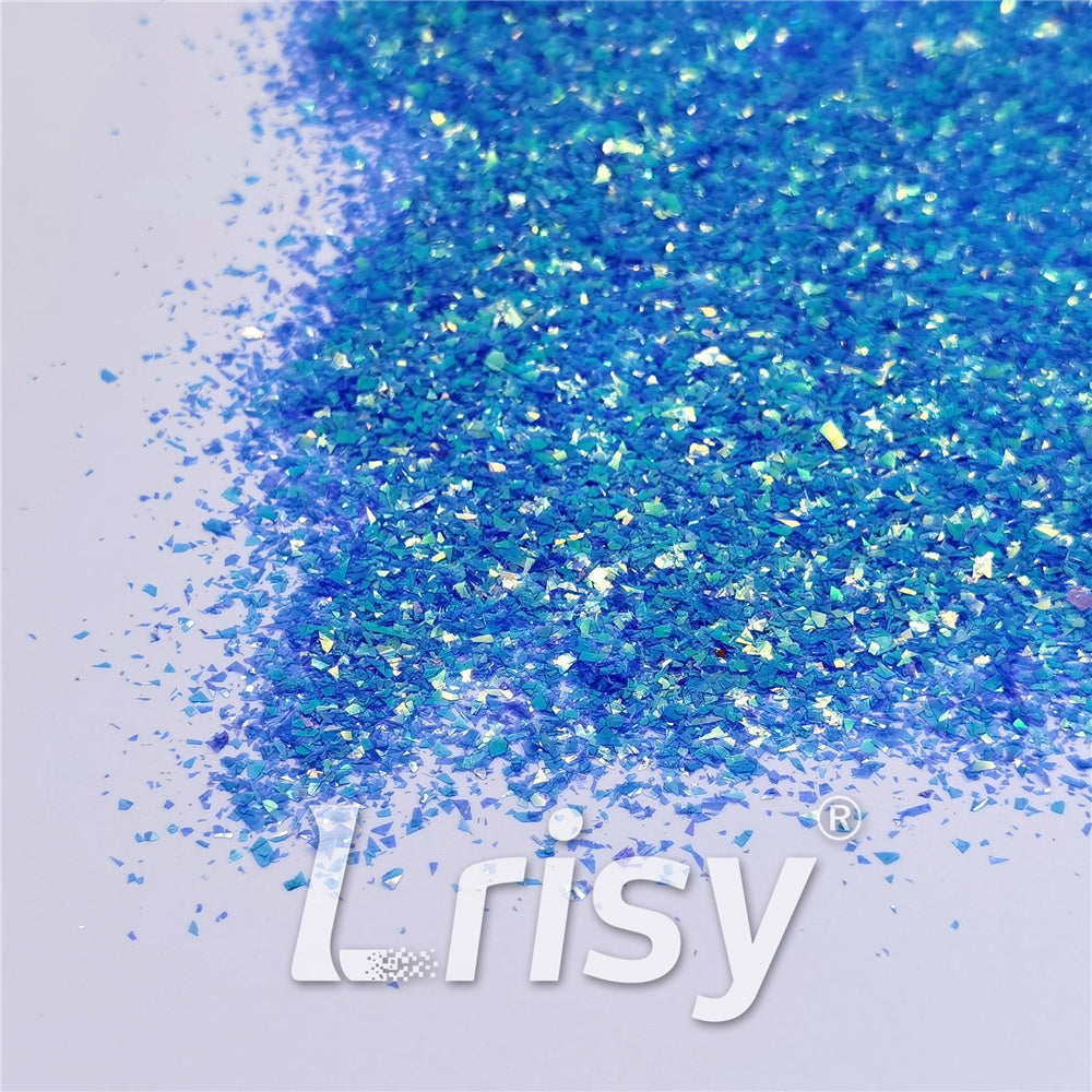 Blue High Brightness Iridescent Cellophane Glitter Shards (Flakes) FC337 2x2