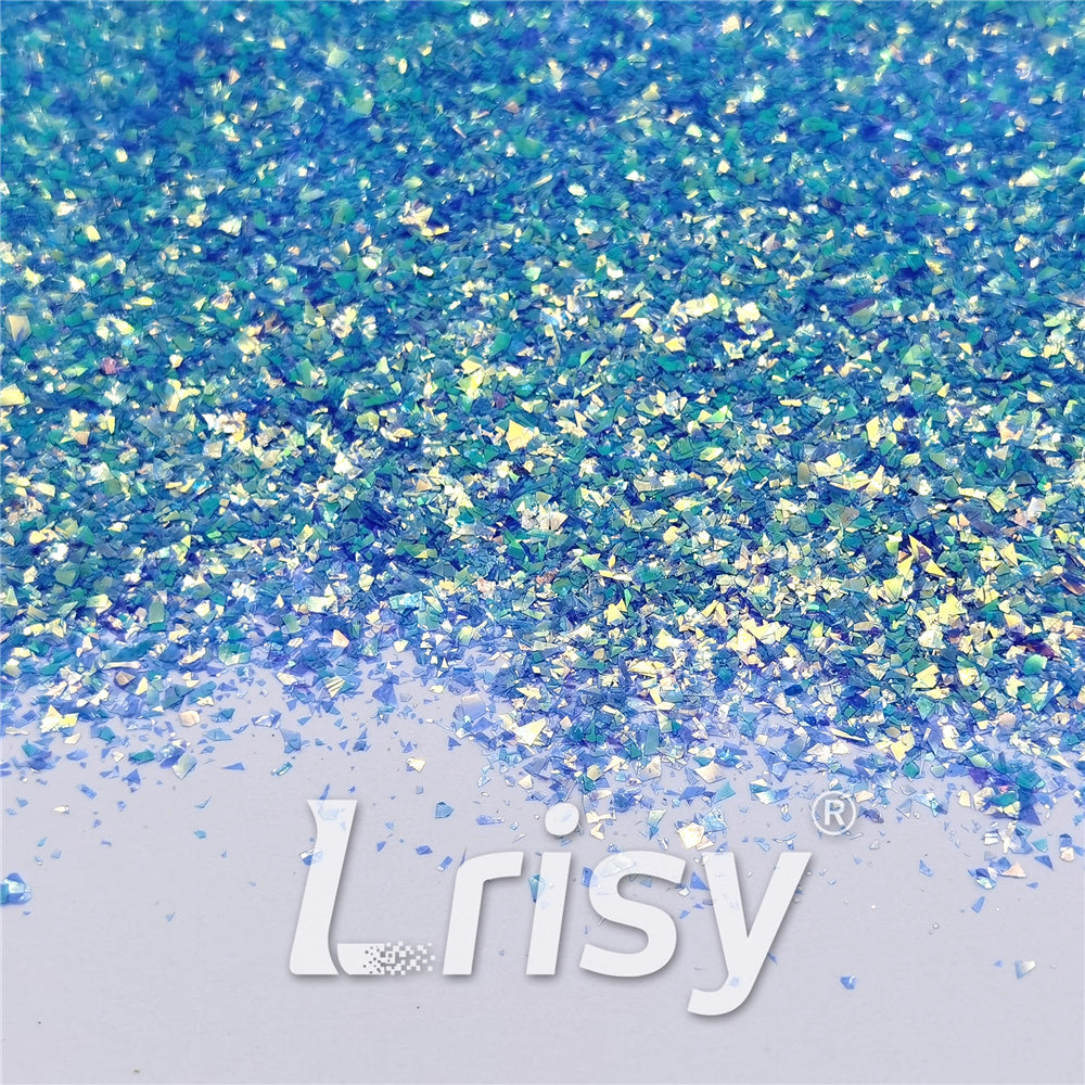 Blue High Brightness Iridescent Cellophane Glitter Shards (Flakes) FC337 2x2